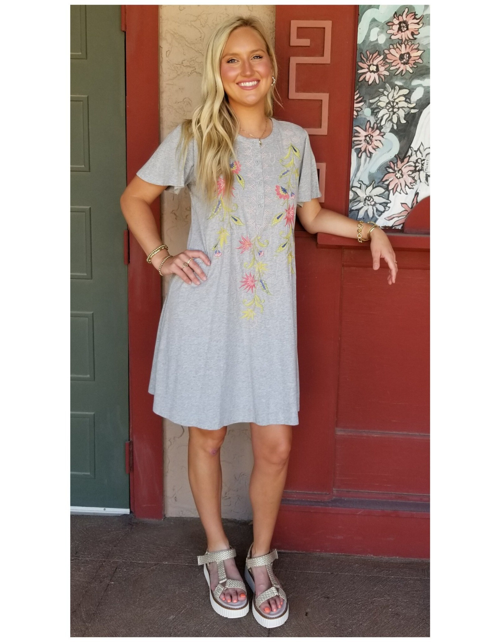 Johnny Was Johnny Was Flutter Sleeve Henley Dress - Calista