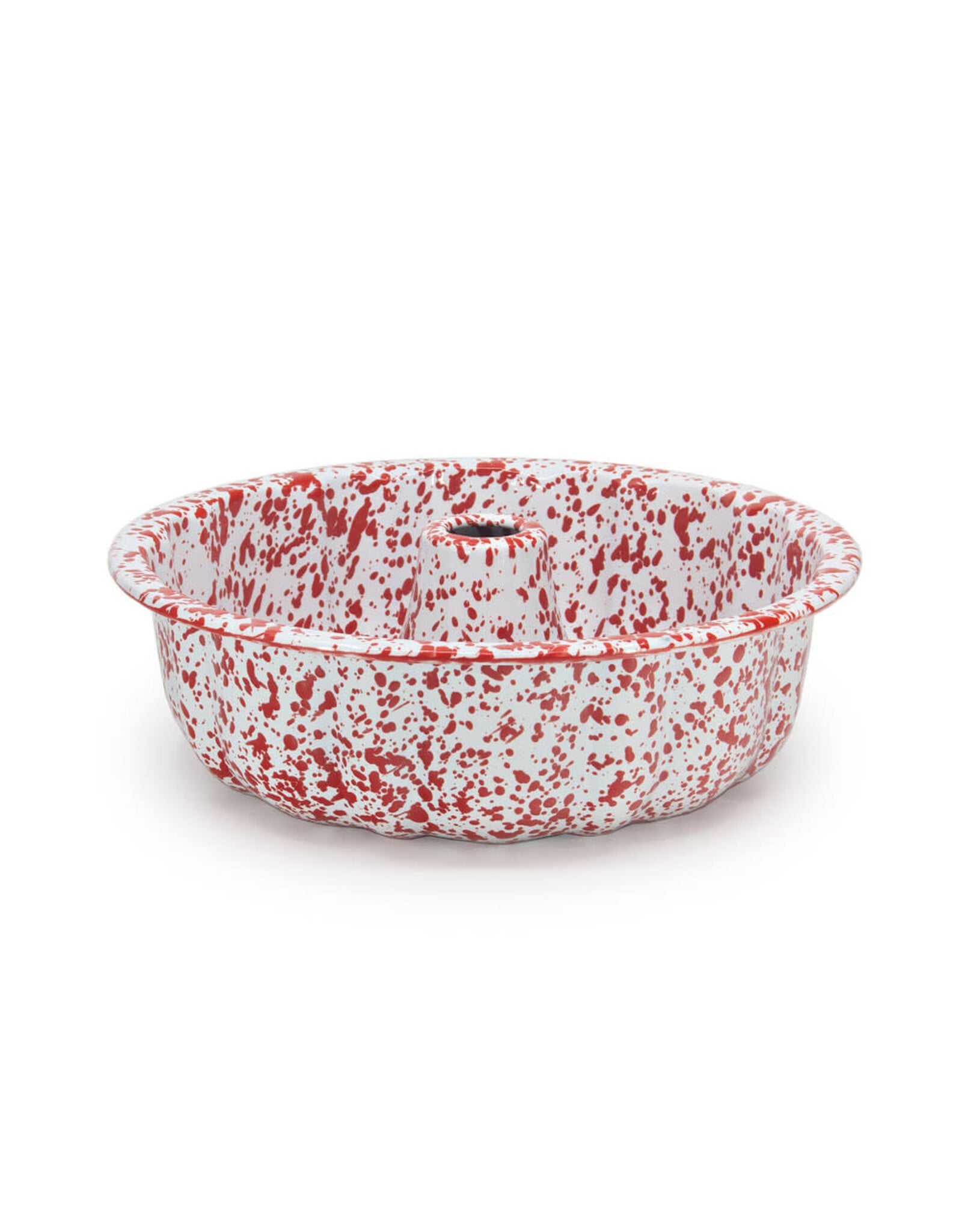 Enamelware Bundt Pan Splatterware Red