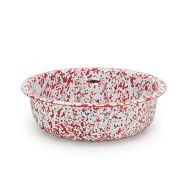 Enamelware Bundt Pan Splatterware Red