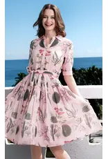 Dizzy Lizzie Mrs. Maisel Pink Botanical Print Dress