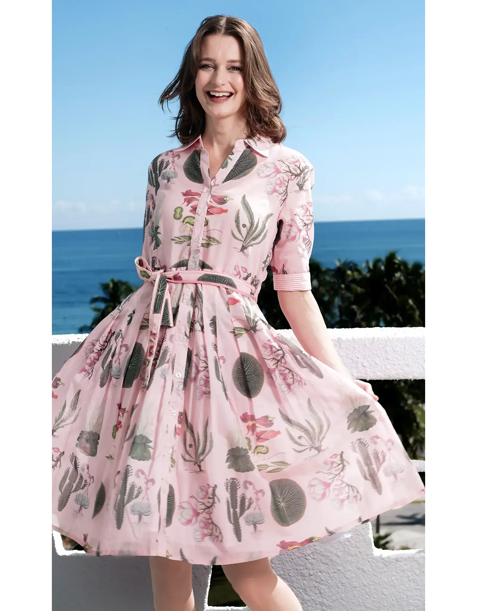 Dizzy Lizzie Mrs. Maisel Pink Botanical Print Dress