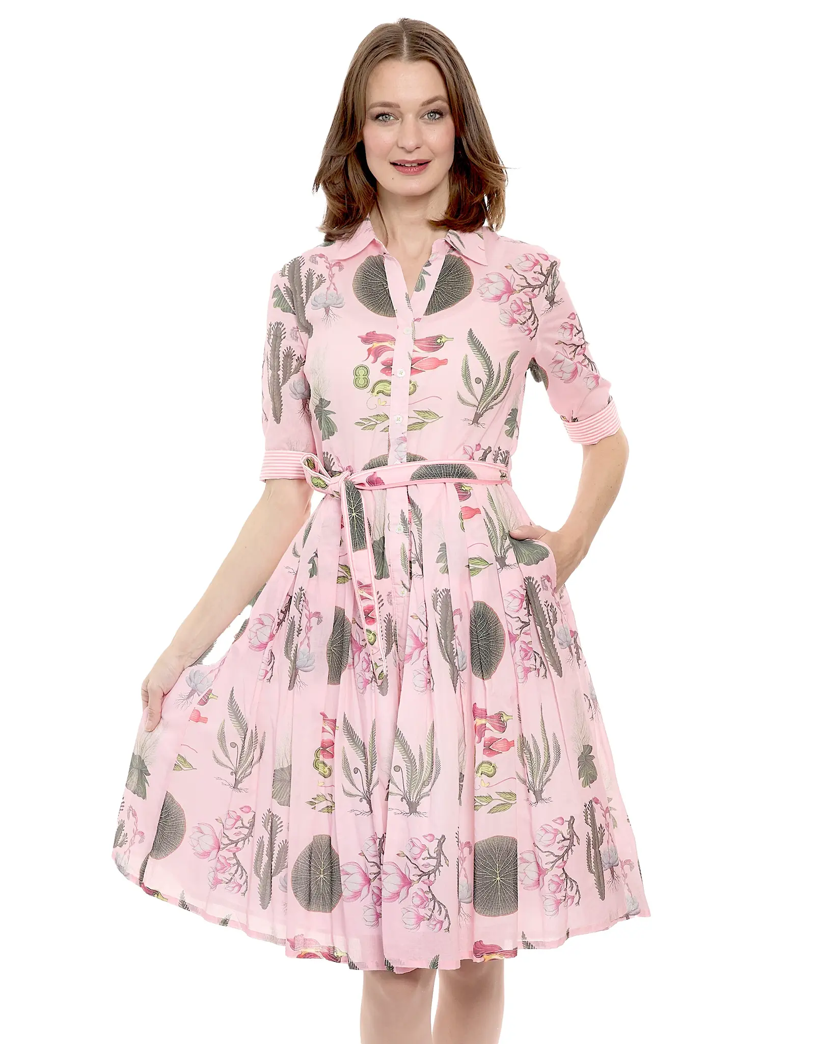 Dizzy Lizzie Mrs. Maisel Pink Botanical Print Dress