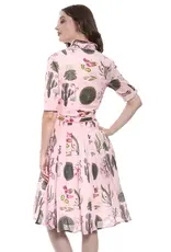 Dizzy Lizzie Mrs. Maisel Pink Botanical Print Dress