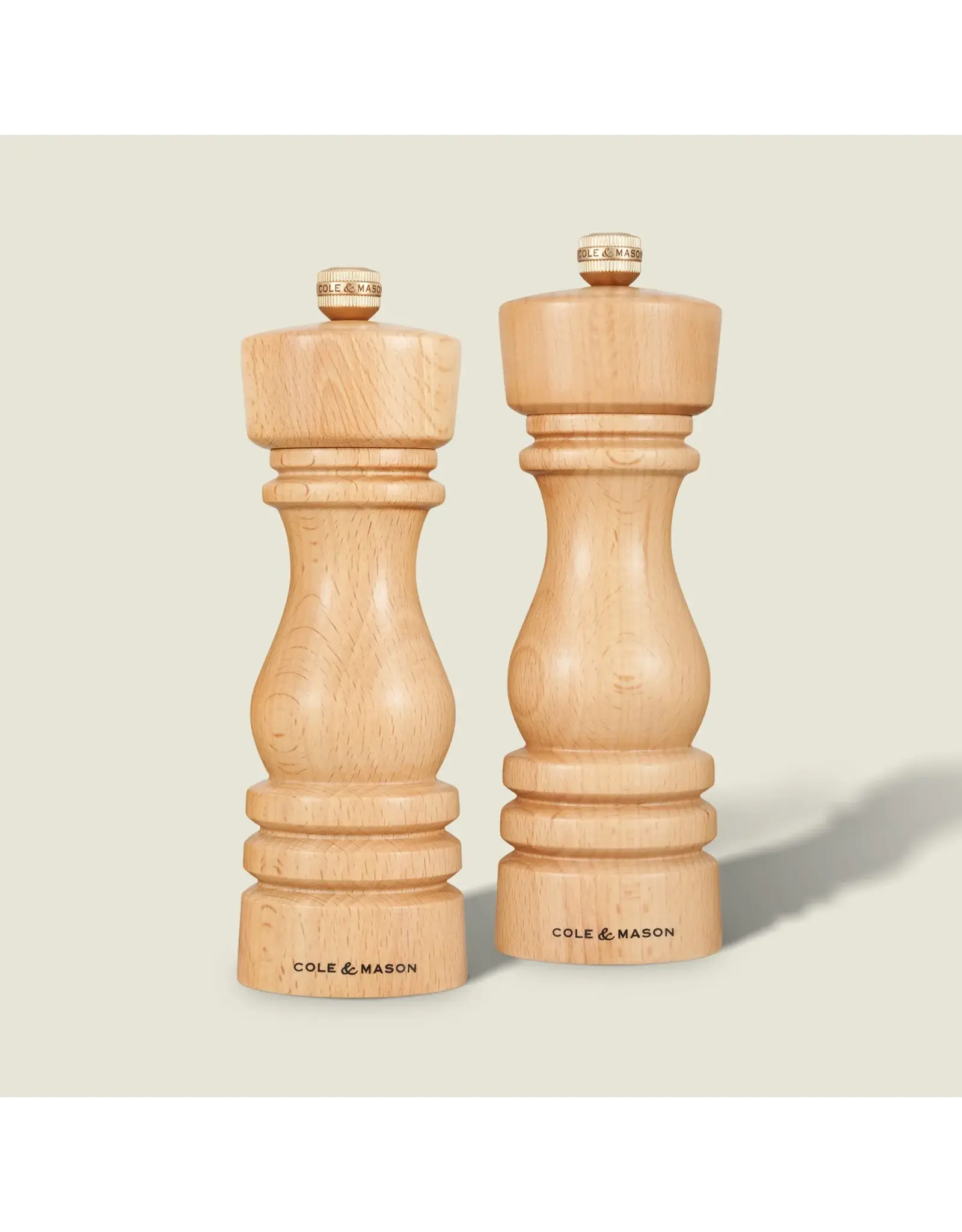 Cole & Mason London Natural Beech Salt & Pepper Mills 7 Inch
