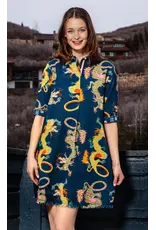 Dizzy Lizzie Chatham Dress Navy Dragon Print