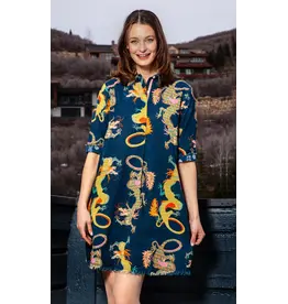 Dizzy Lizzie Chatham Dress Navy Dragon Print