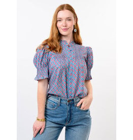 Ivy Jane Ivy Jane Block Floral Tuck Blouse Blue