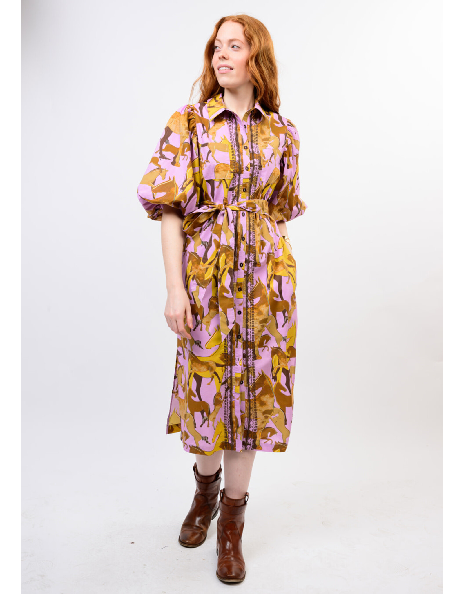 Uncle Frank Uncle Frank Horse Print Shirt Dress Lavender