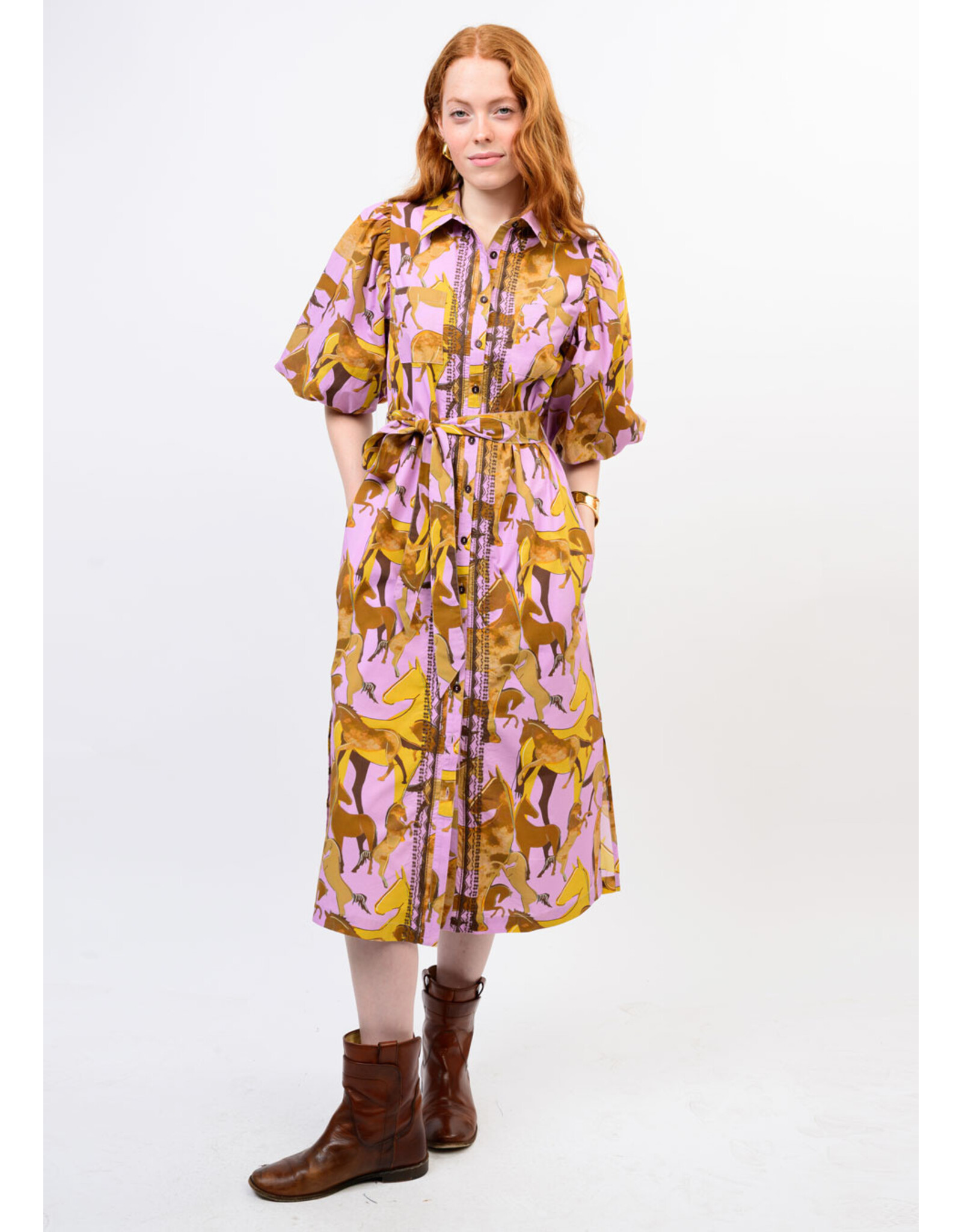 Uncle Frank Uncle Frank Horse Print Shirt Dress Lavender