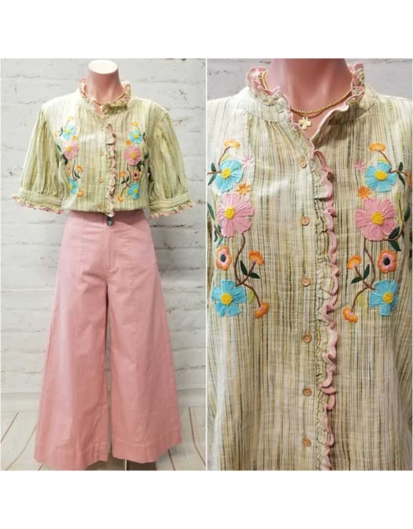 Ivy Jane Ivy Jane Ribbon Embroidered Blouse Golden