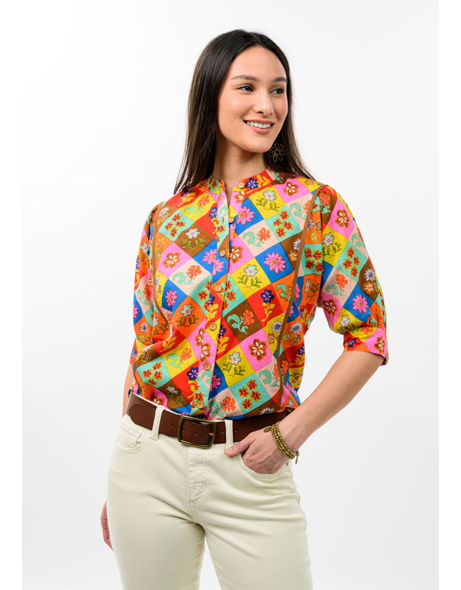 Ivy Jane Ivy Jane Block Patch Floral Top Multi