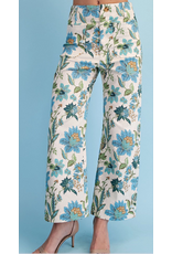 Aster Floral Ankle Crop Pants Blue Mix