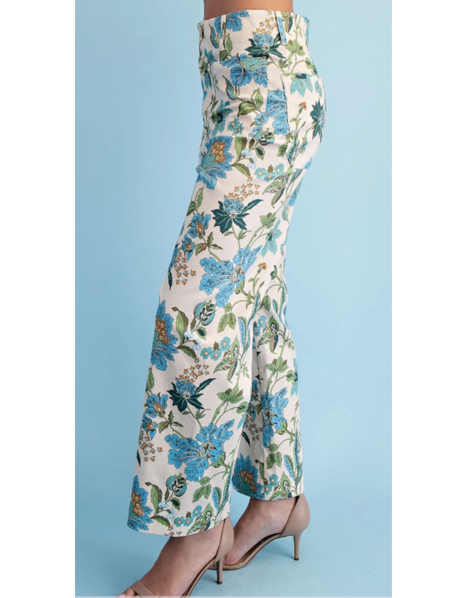 Aster Floral Ankle Crop Pants Blue Mix