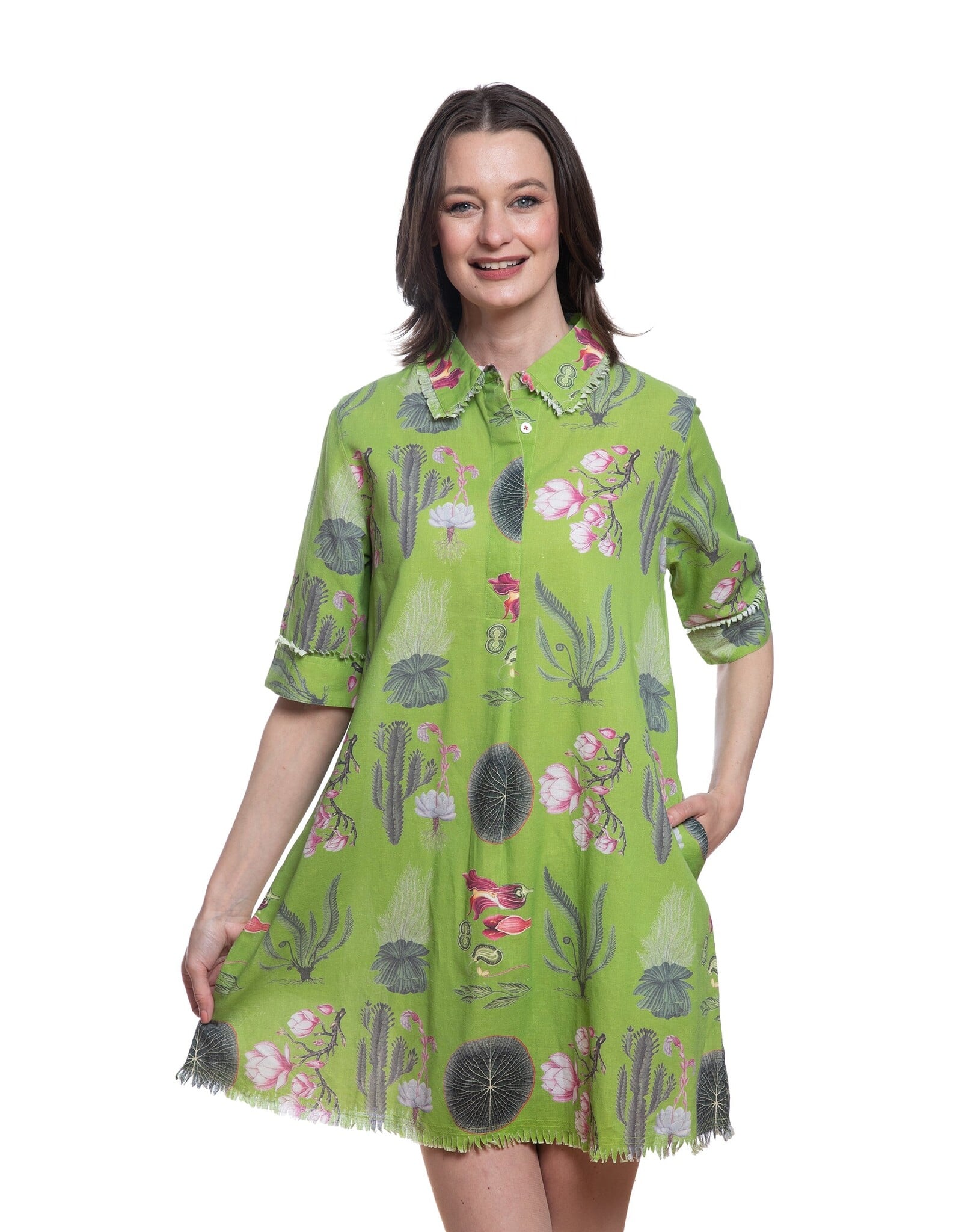 Dizzy Lizzie Chatham Dress Green Botanical