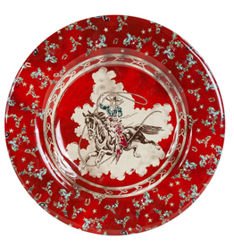 Patchwork Bandana Melamine Salad Plate Red Lasso Cowboy, Set of 4