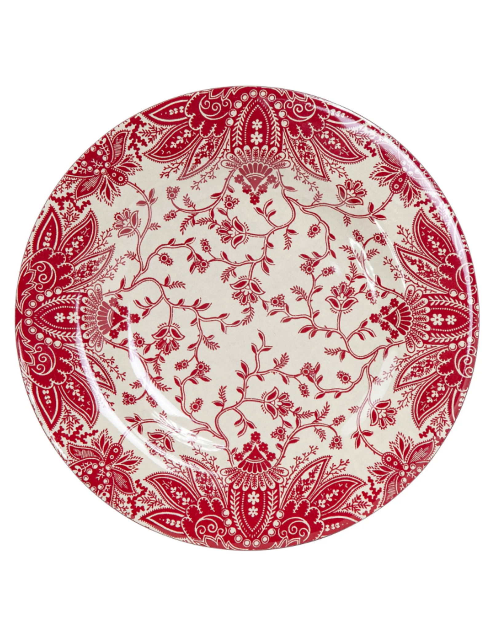 Patchwork Bandana Melamine Salad Plate Red Floral Vine, Set of 4
