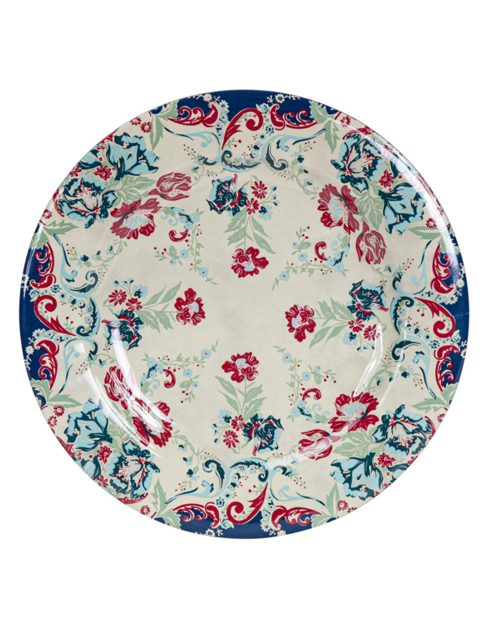 Patchwork Bandana Melamine Dinner Plate Blue Prairie Floral, Set of 4