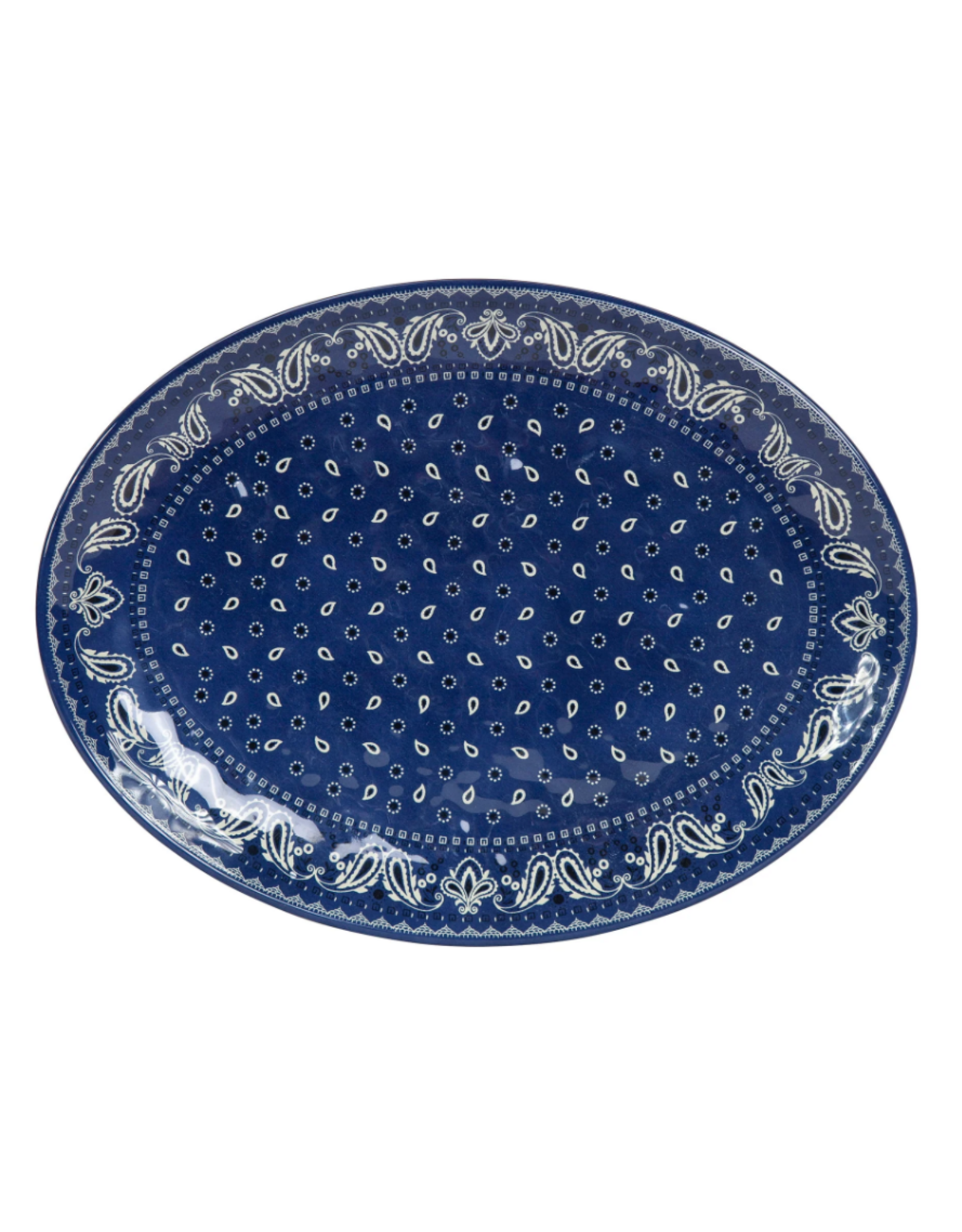 Patchwork Bandana Melamine Serving Platter Inidgo