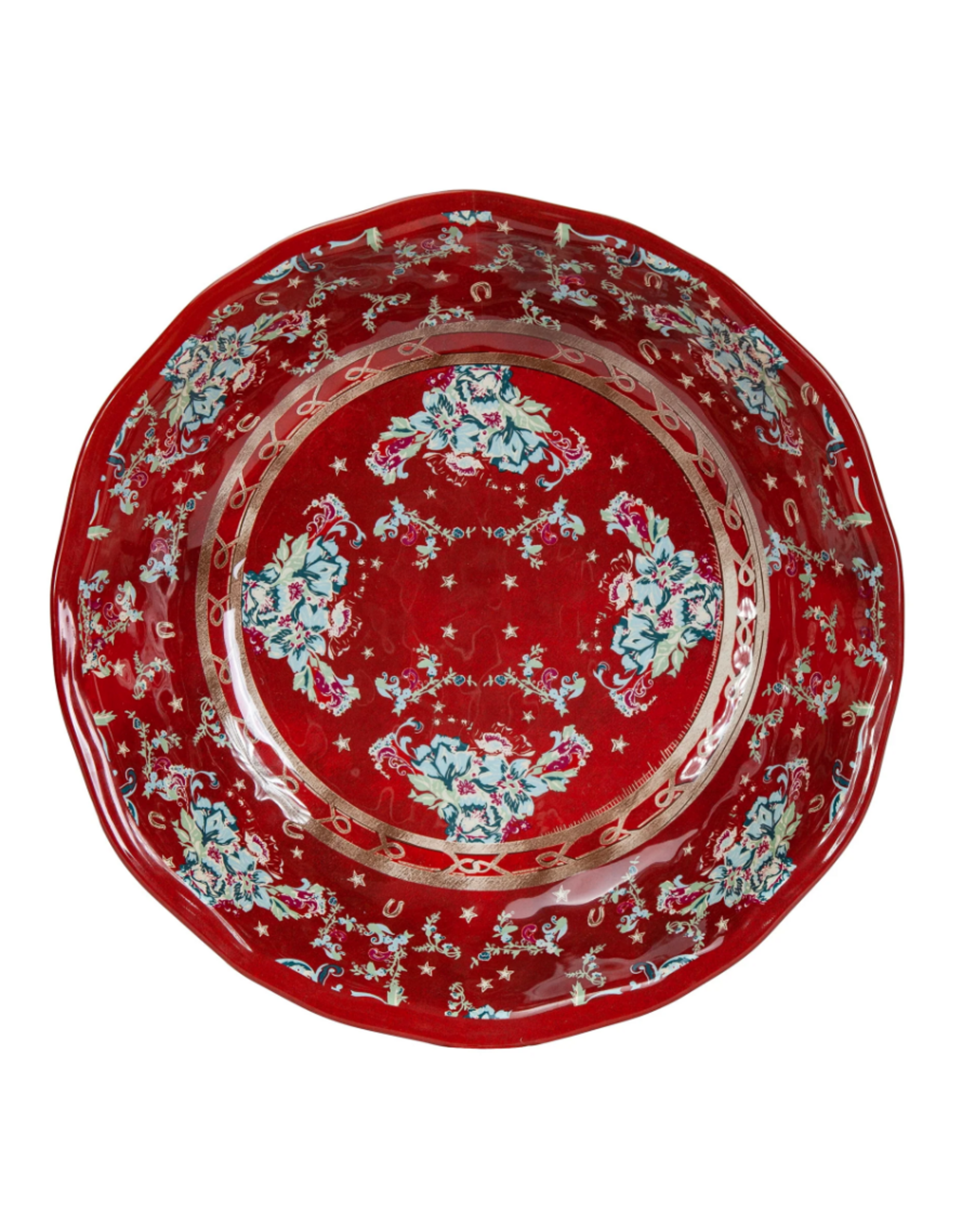 Patchwork Bandana Melamine Serving Bowl Red Floral