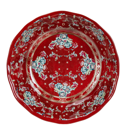 Patchwork Bandana Melamine Serving Bowl Red Floral