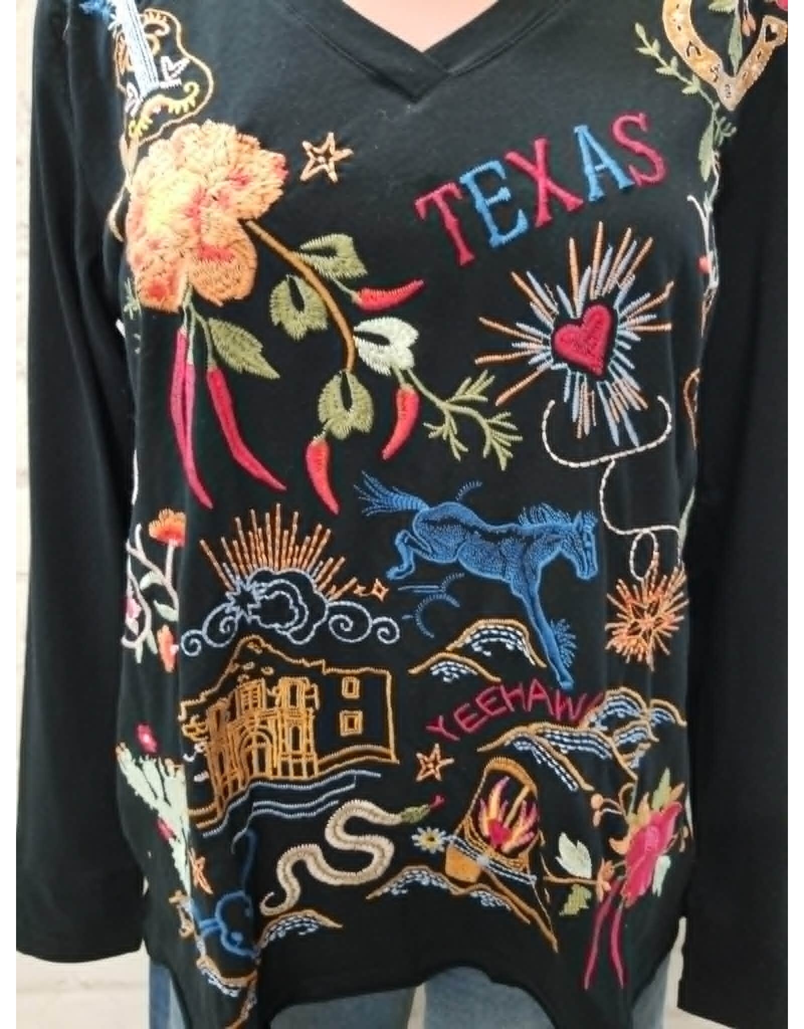 Johnny Was Johnny Was Slit Long Sleeve Tee Texas Black