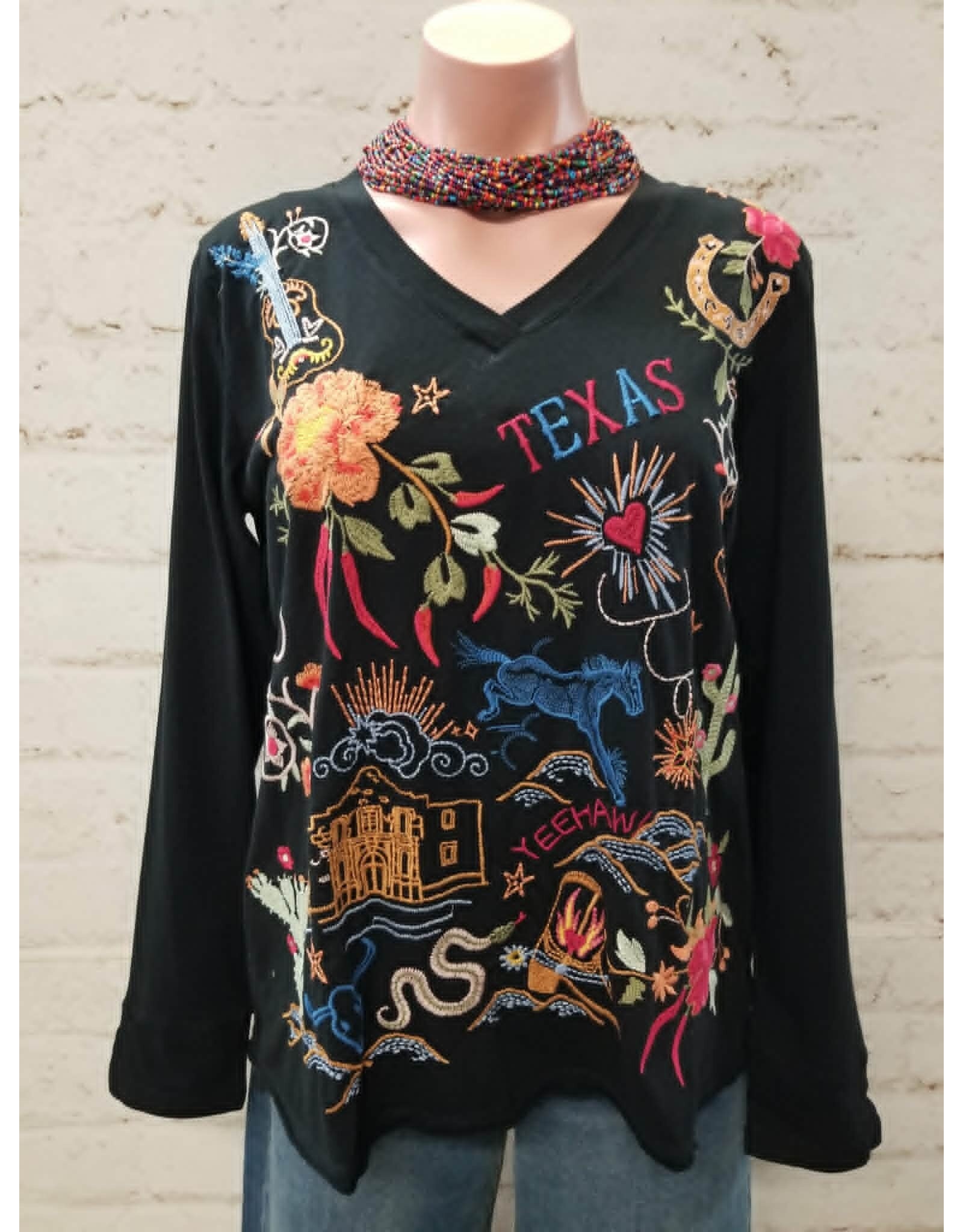 Johnny Was Johnny Was Slit Long Sleeve Tee Texas Black
