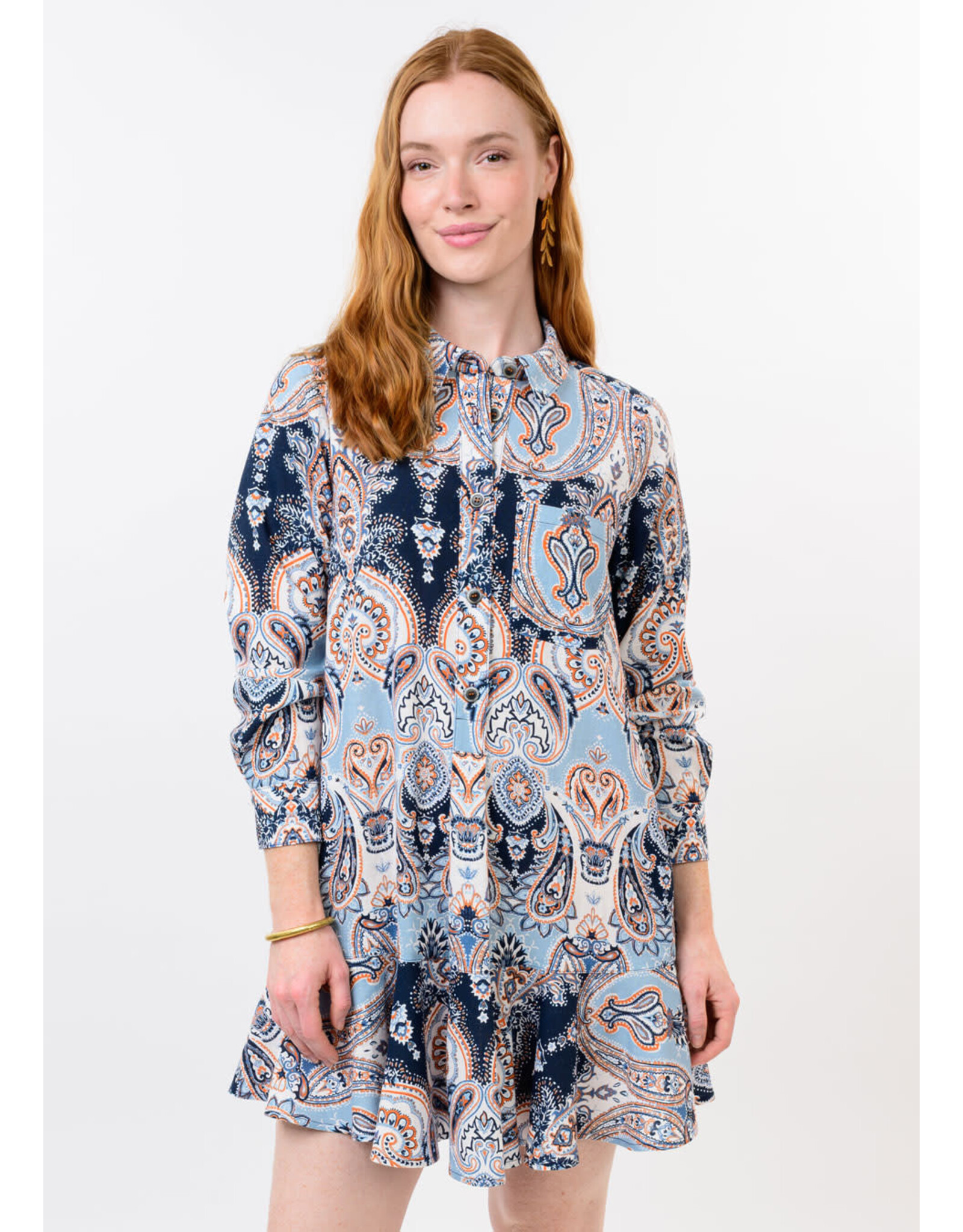 Uncle Frank Uncle Frank Paisley Flounce Shirt Dress