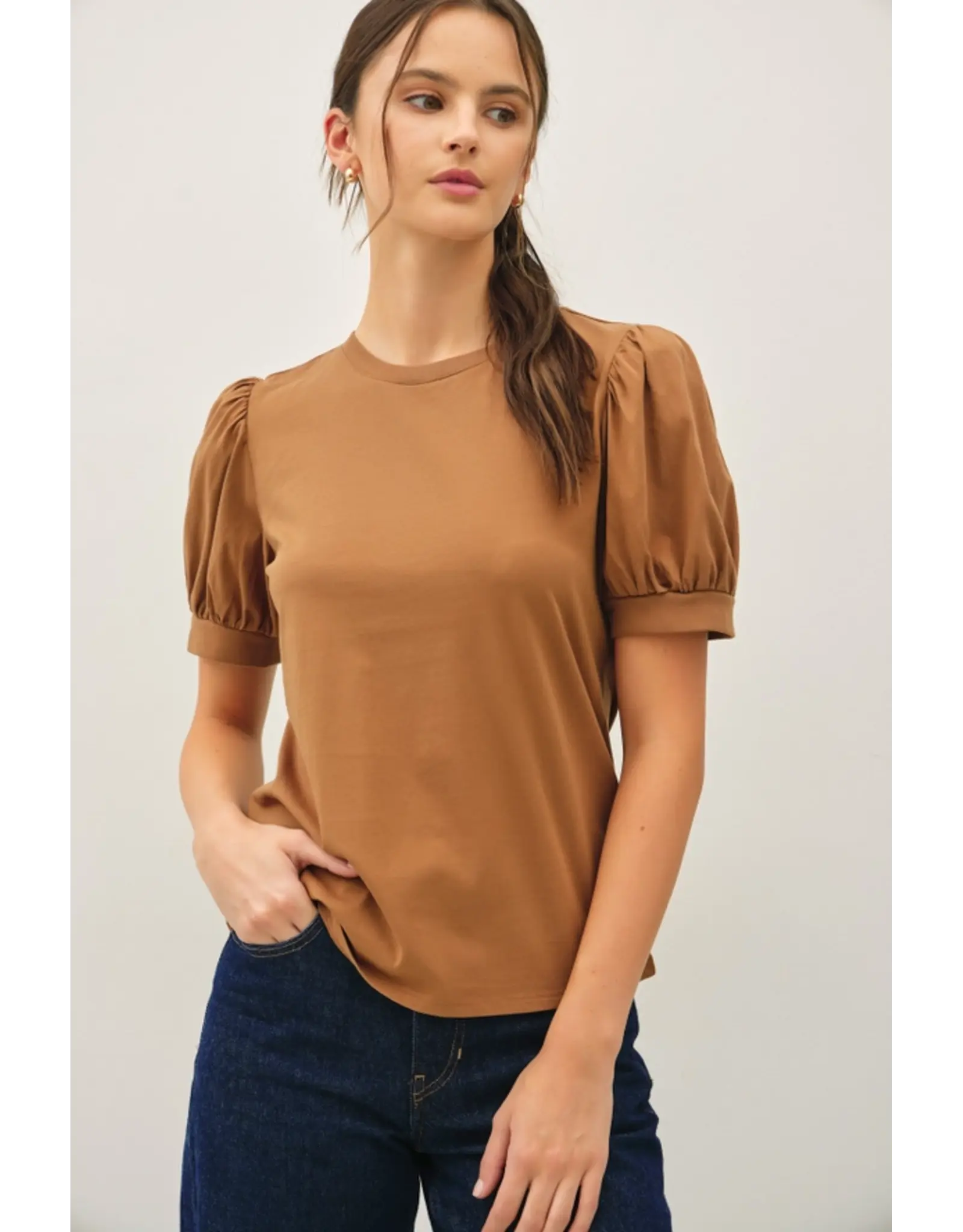 Nena Cotton Jersey Puff Sleeve T-Shirt