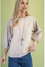 Natalia Mixed Fabric Top