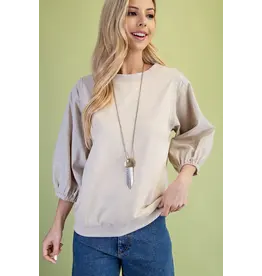 Natalia Mixed Fabric Top
