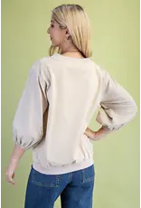 Natalia Mixed Fabric Top