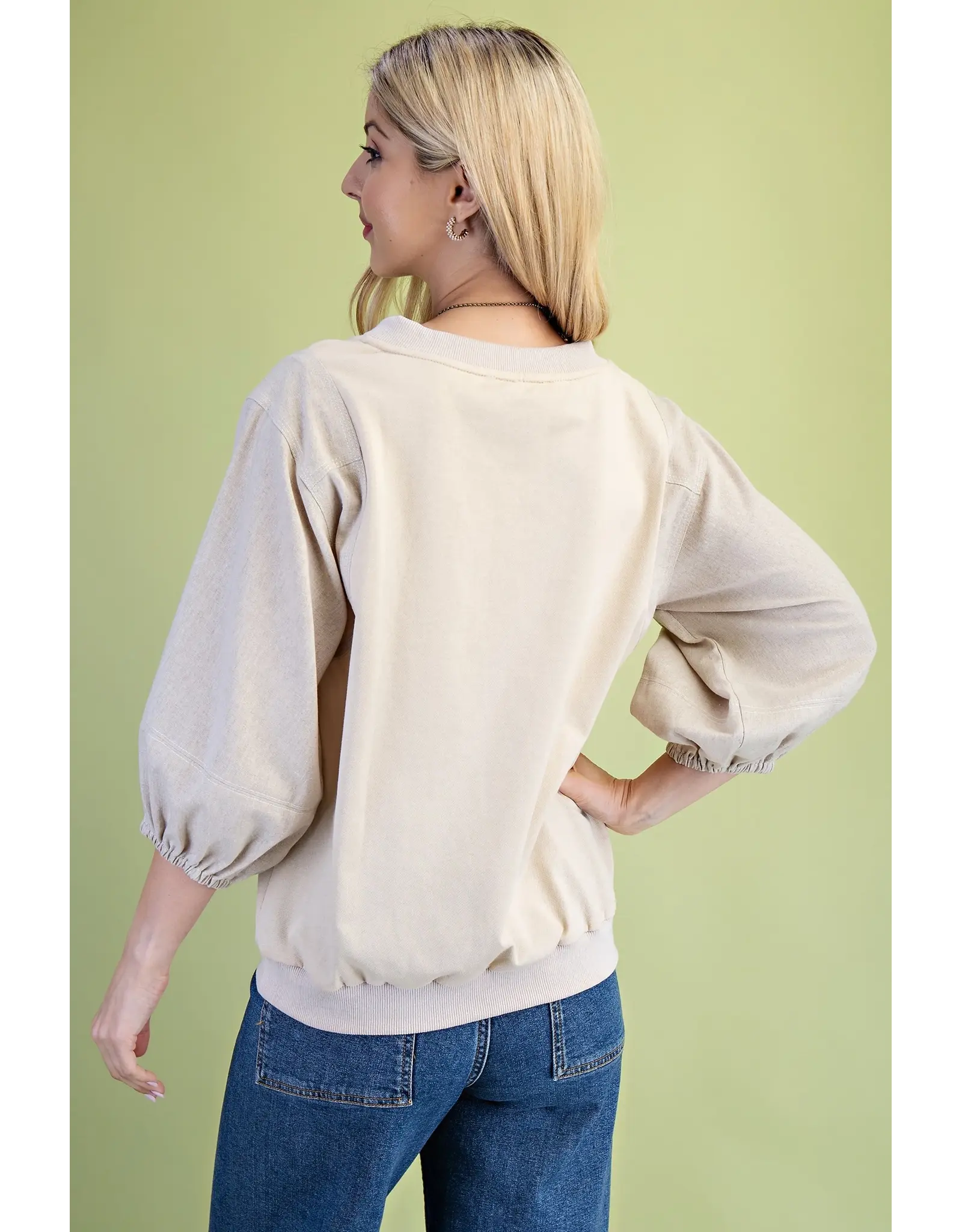 Natalia Mixed Fabric Top