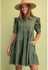Natasha Olive Shirt Dress