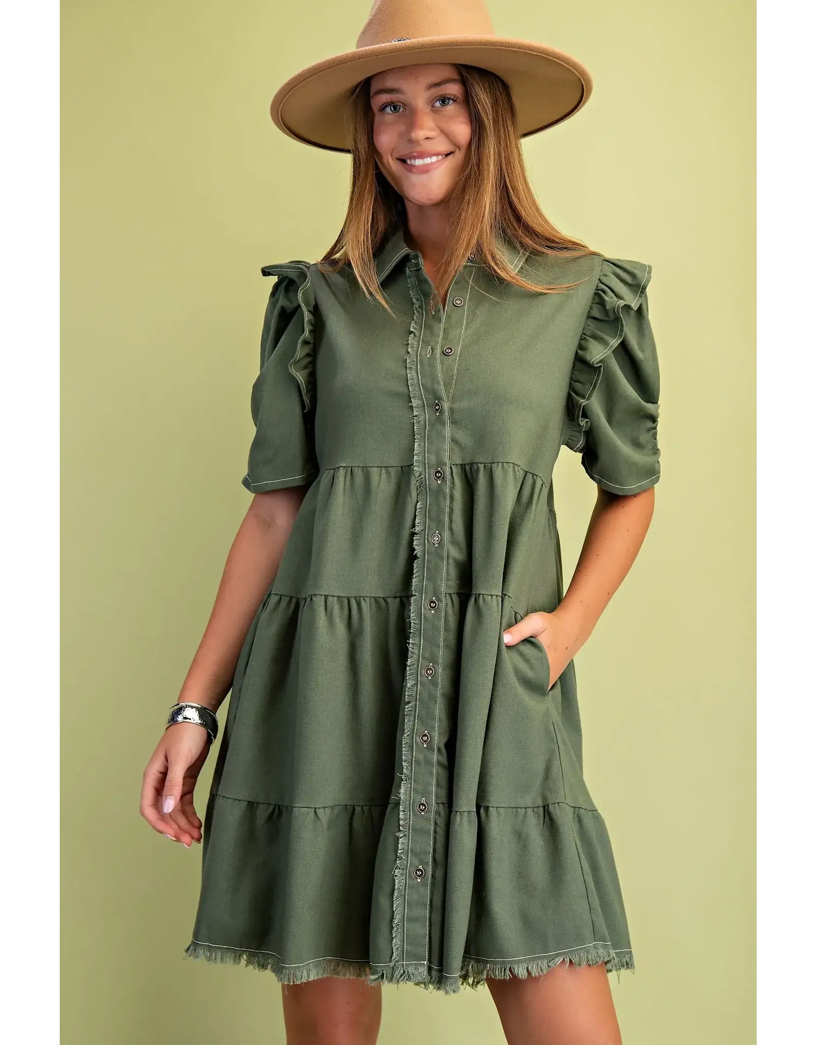 Natasha Olive Shirt Dress