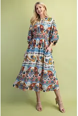 Nahla Smocked Blue Waist Midi Dress