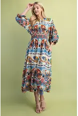 Nahla Smocked Blue Waist Midi Dress