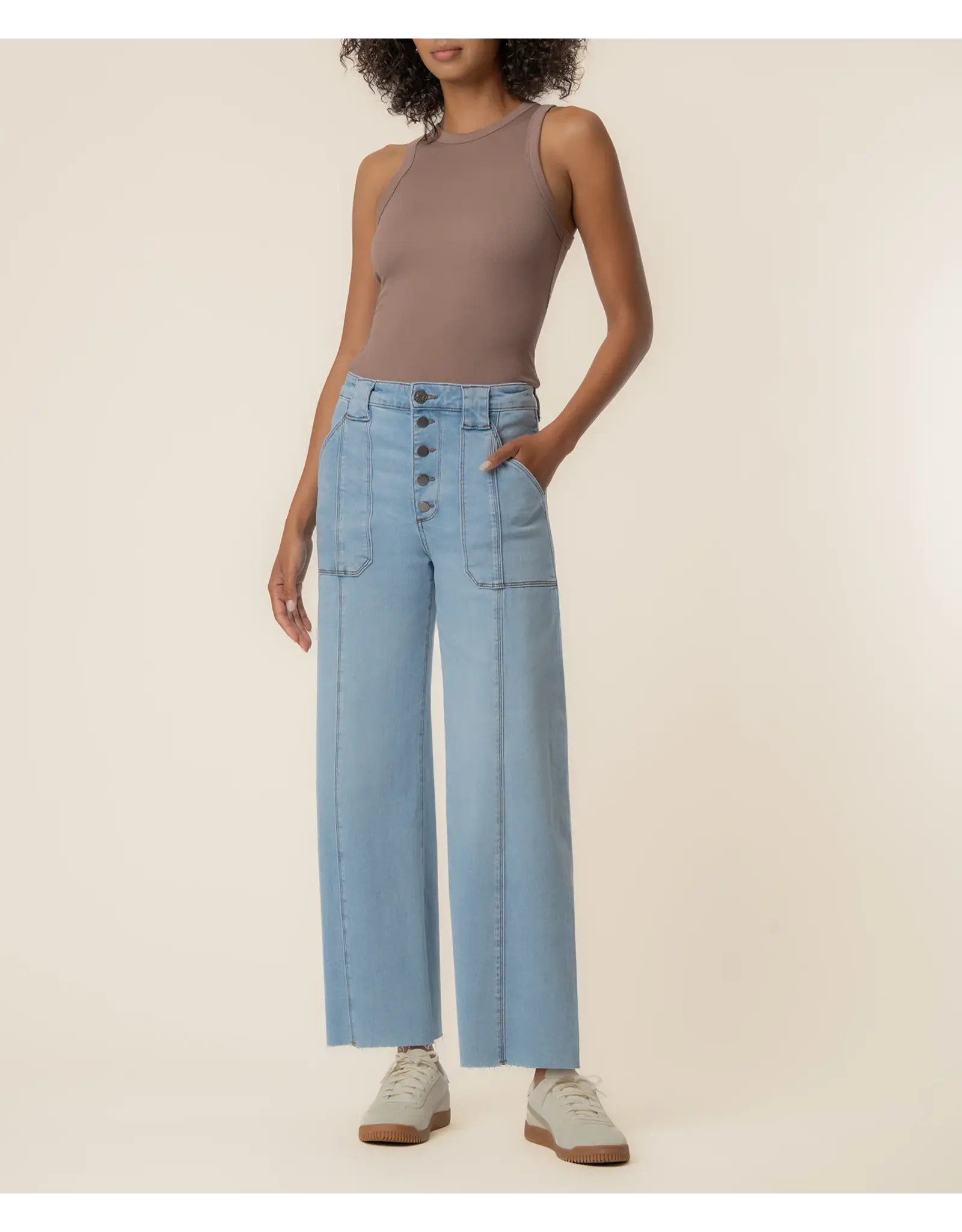 Kut from the Kloth / STS Blue KUT Meg High Rise Wide Leg Patch Pockets Tone Light Base