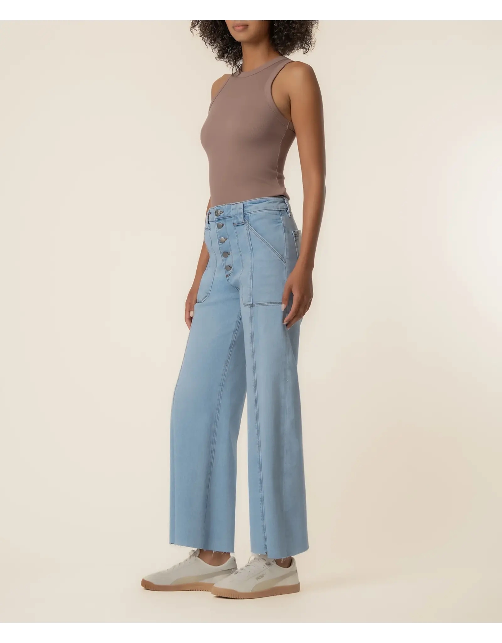 Kut from the Kloth / STS Blue KUT Meg High Rise Wide Leg Patch Pockets Tone Light Base