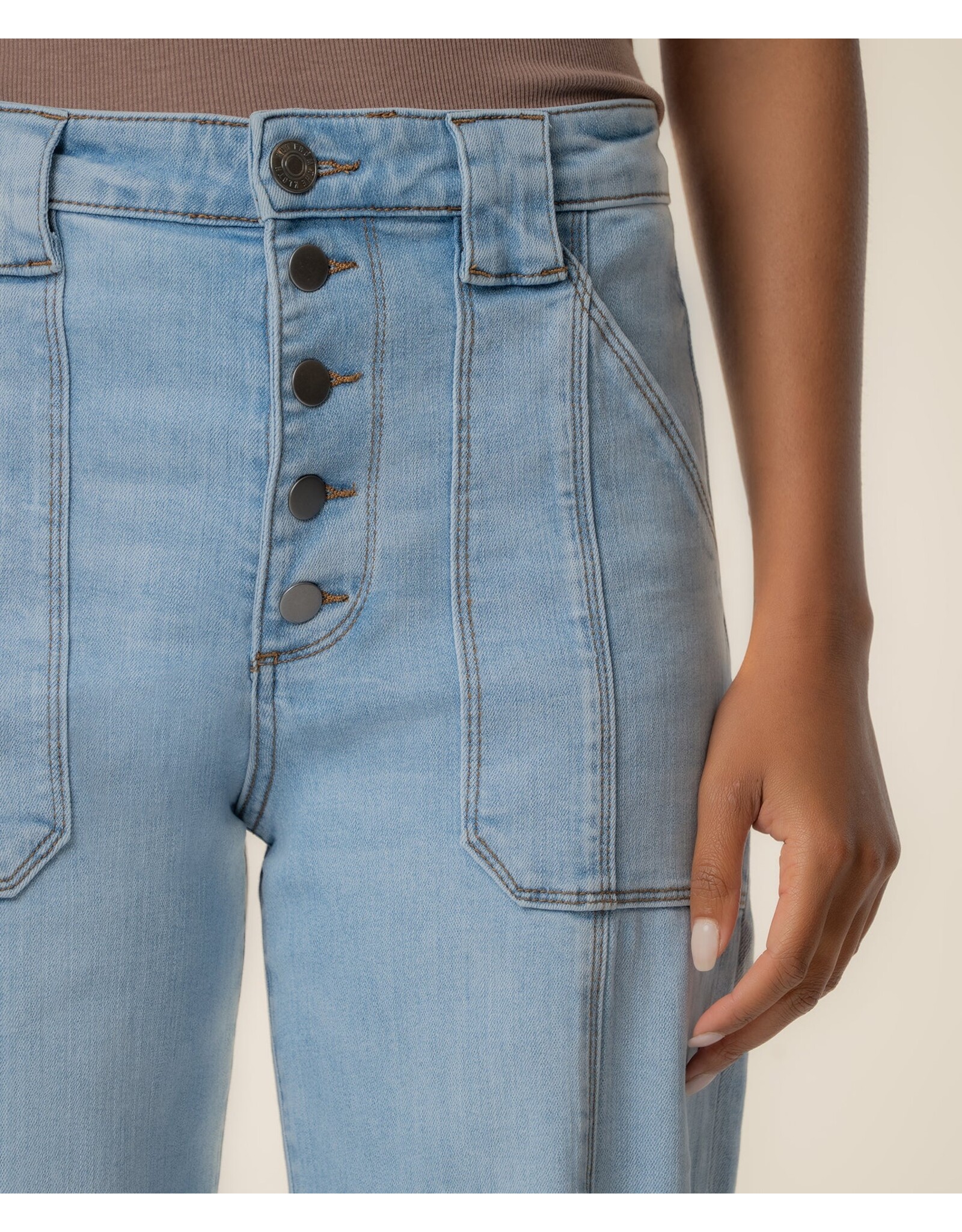 Kut from the Kloth / STS Blue KUT Meg High Rise Wide Leg Patch Pockets Tone Light Base