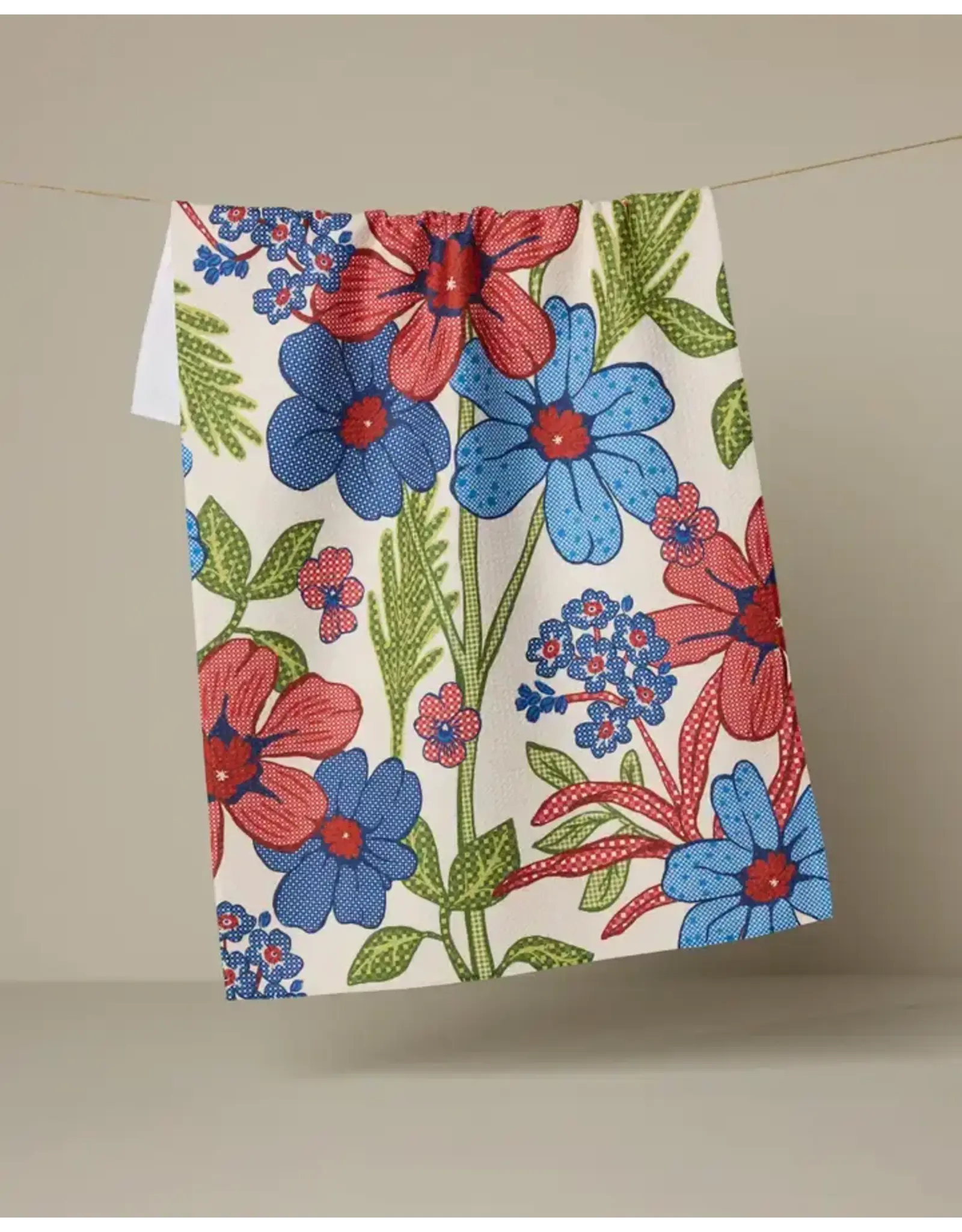 Geometry Plaid Floral Tea Towel