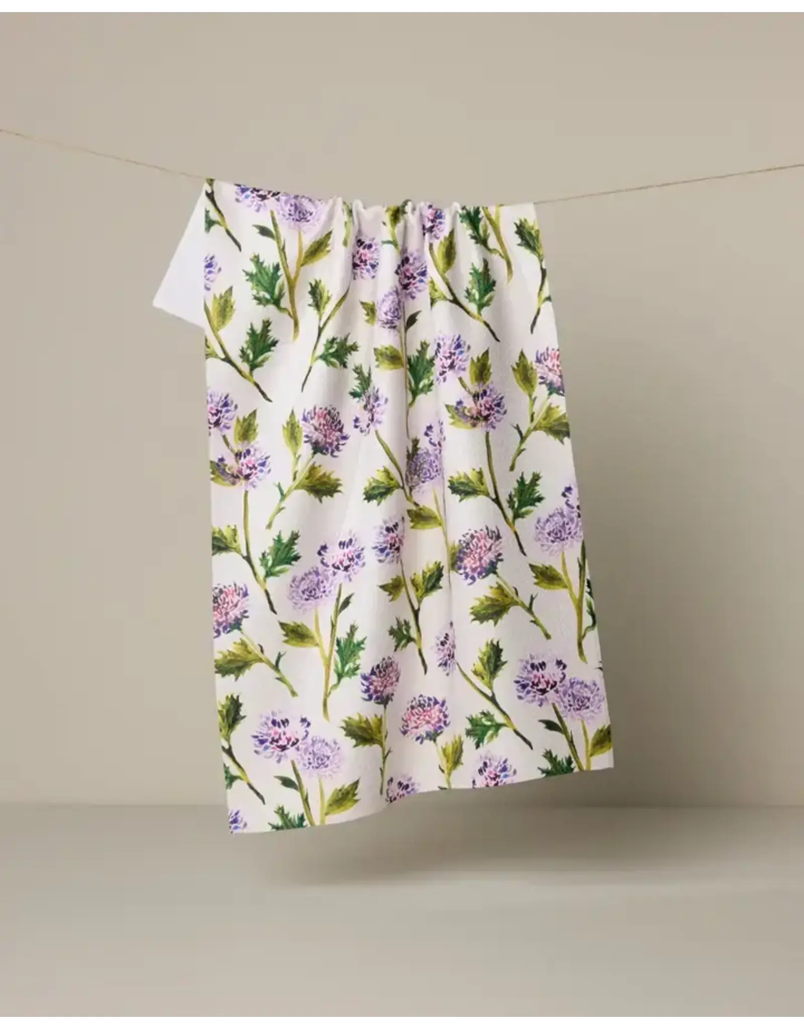Geometry Blooming Thistle Tea Towel