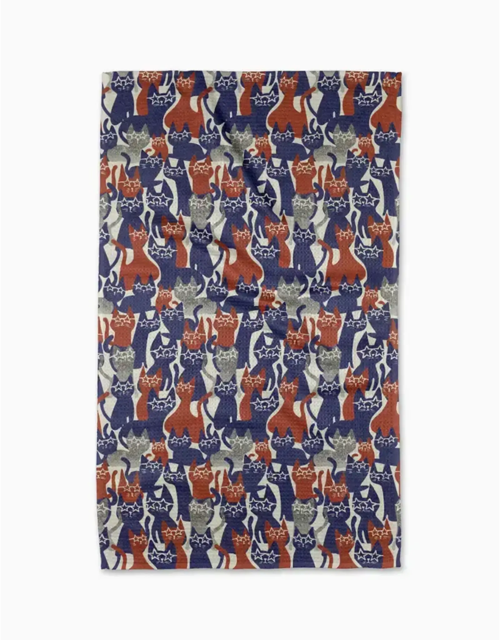 Geometry Parading Cats Tea Towel