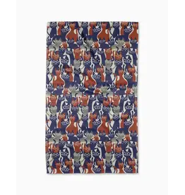 Geometry Parading Cats Tea Towel