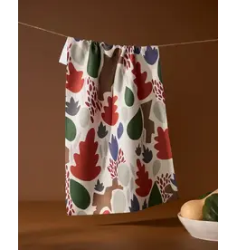 Geometry Cut Paper Leaves Cream Tea Towel