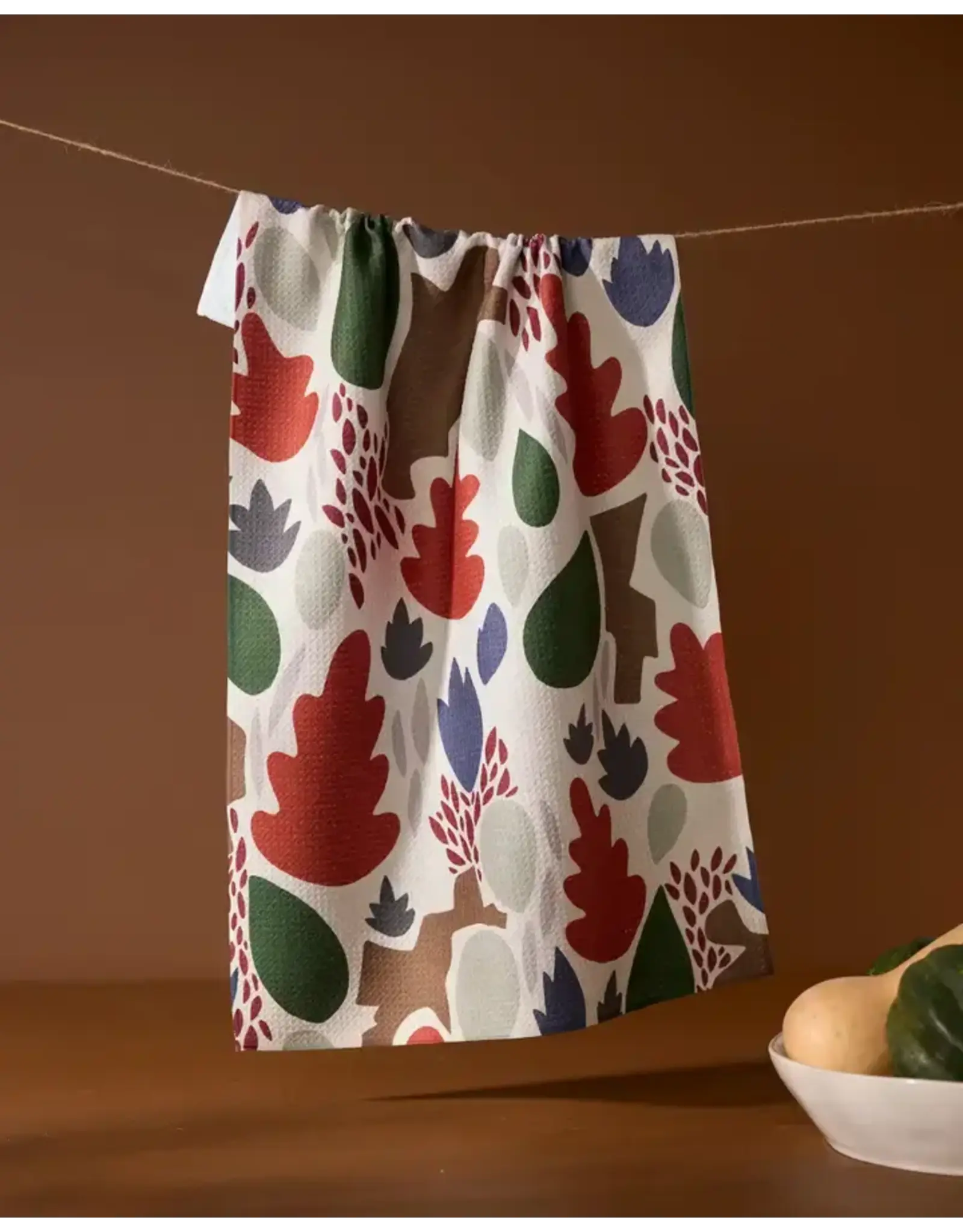 Geometry Cut Paper Leaves Cream Tea Towel