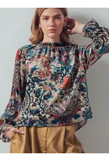 Nia Burnout Velvet Smocked Neck Blouse