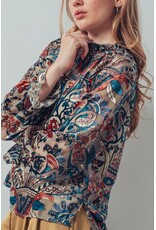 Nia Burnout Velvet Smocked Neck Blouse