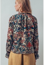 Nia Burnout Velvet Smocked Neck Blouse