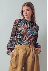 Nia Burnout Velvet Smocked Neck Blouse