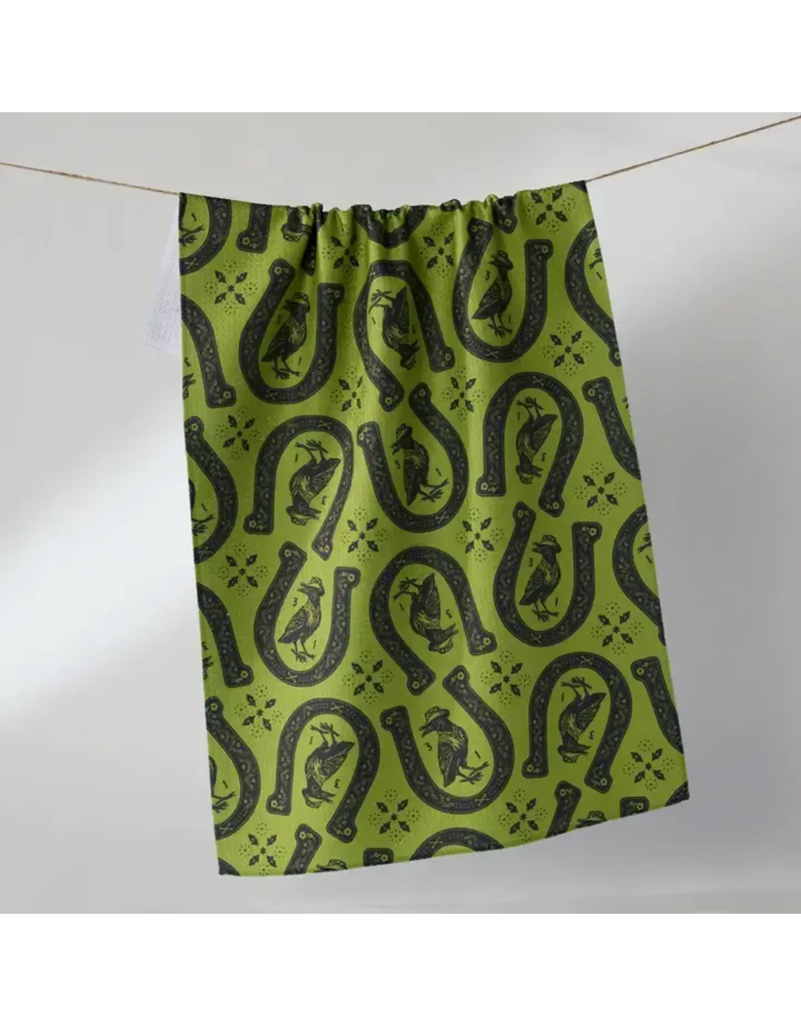 Geometry Lucky Crow Tea  Towel Green